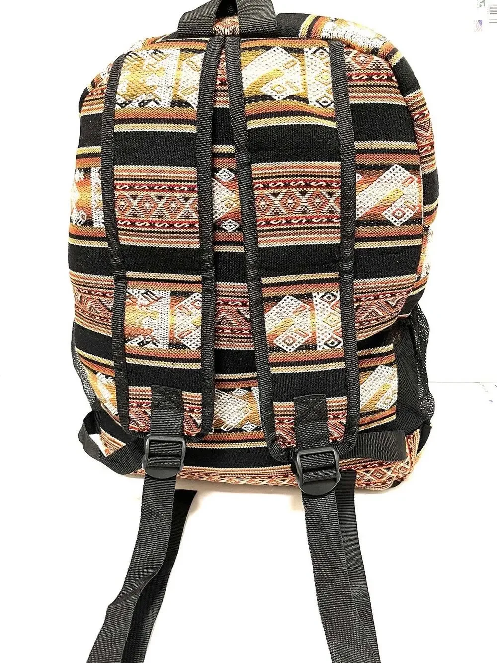 Handmade Peruvian Fabric Backpack Llama Design Colorful Item in USA
